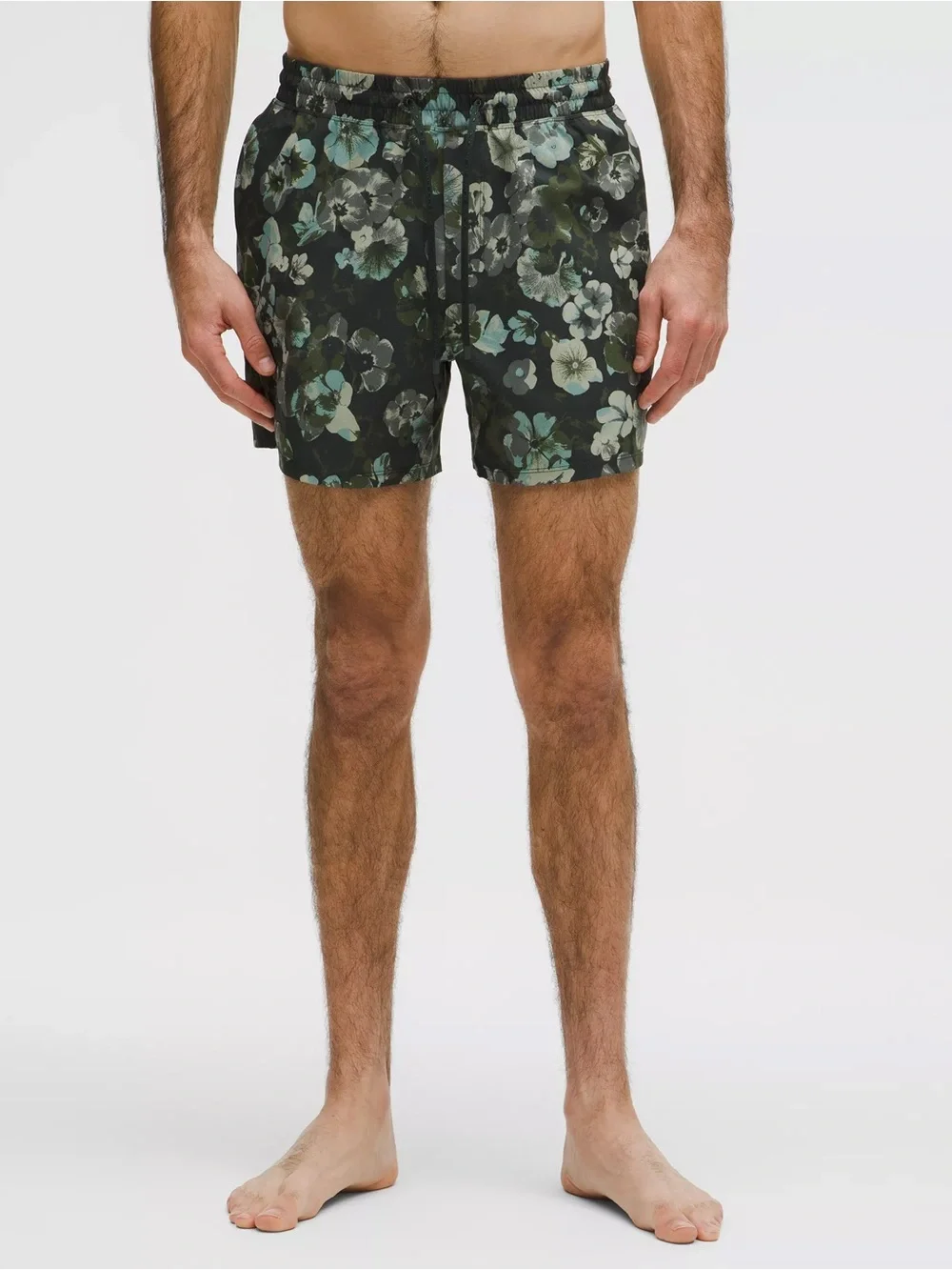 lululemon athletica Olive Green Floral Swim Trunks